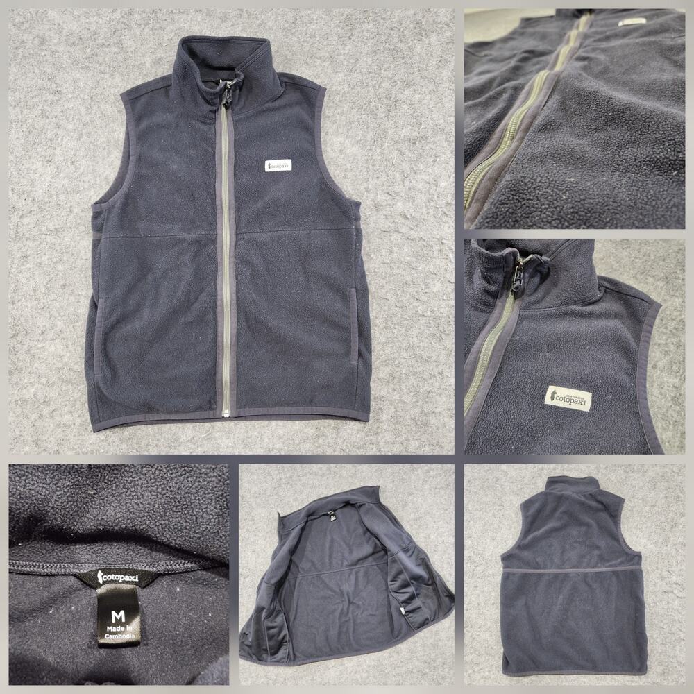 Cotopaxi Mens M Medium Amado Fleece Full Zip Vest Jacket‎ Grey Blue